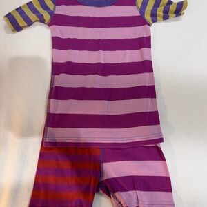 Mix It Up Short John Pajamas In Organic Cotton Berry Mix/Shell Pink